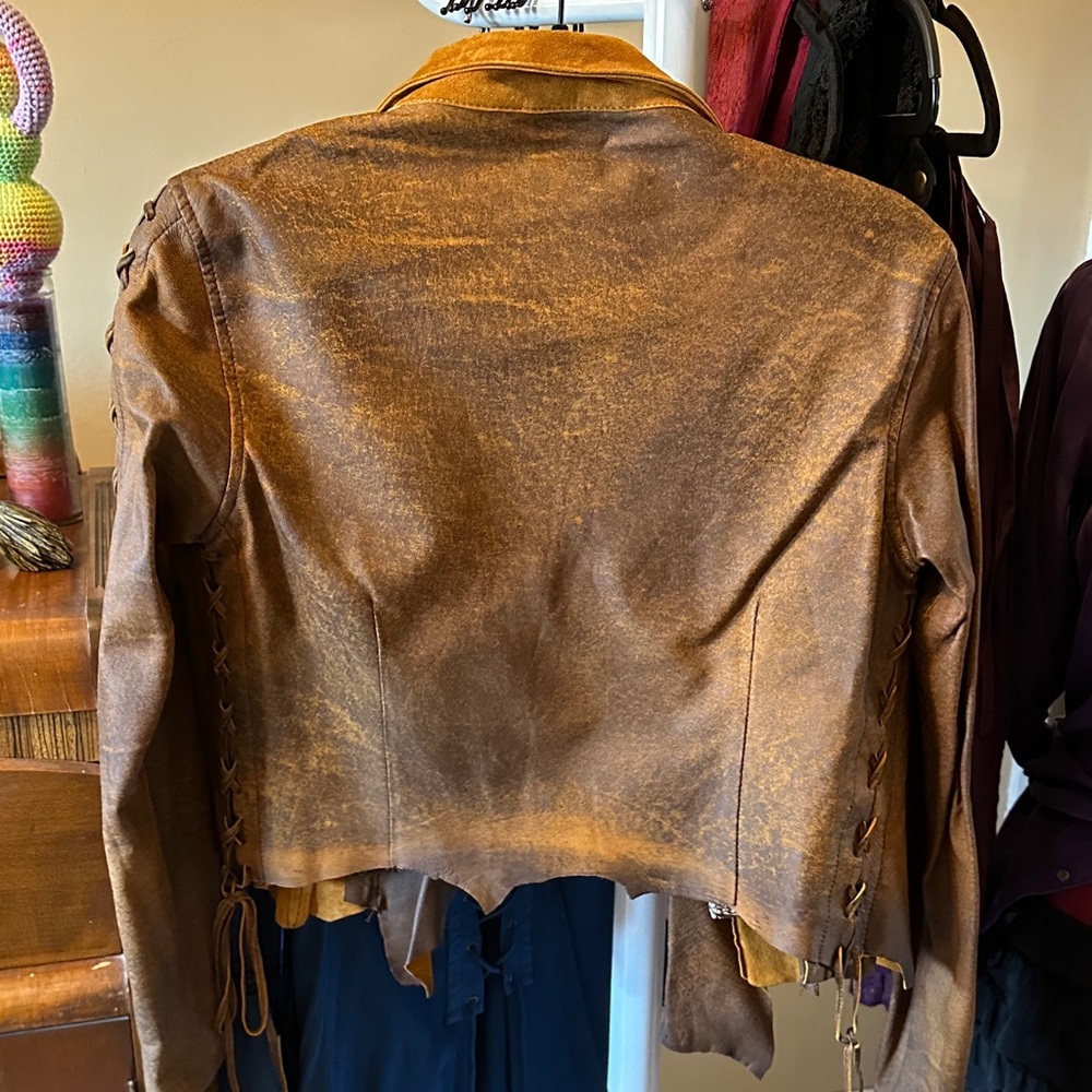 Gipsy Dharma custom made Two-Tone Brown leather Women's Leather Jacket - Picture 8 of 16